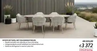 Estate eettafel met eva diningstoelen