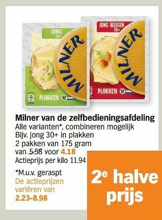 Albert Heijn Milner van de zelfbedieningsafdeling jong 30+ in plakken aanbieding