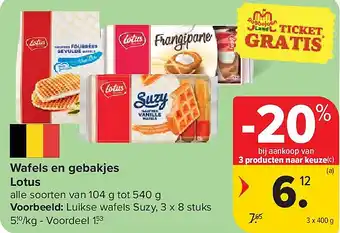 Carrefour Wafels en gebakjes Lotus aanbieding