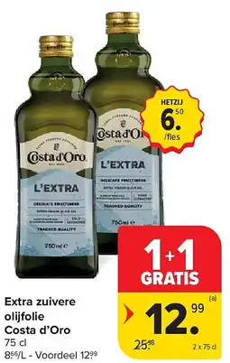 Carrefour Extra zuivere olijfolie Costa d’Oro aanbieding