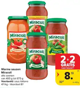 Carrefour Warme sauzen Miracoli aanbieding