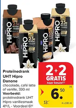 Carrefour Proteïnedrank UHT Hipro Danone aanbieding