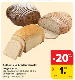 Carrefour Authentieke broden verpakt en gesneden aanbieding