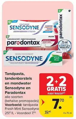 Carrefour Tandpasta, tandenborstels en mondwater Sensodyne en Paradontax aanbieding