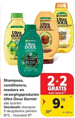 Carrefour Shampoos, conditioners, maskers en verzorgingsproducten Ultra Doux Garnier aanbieding
