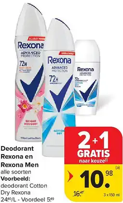 Carrefour Deodorant Rexona en Rexona Men aanbieding