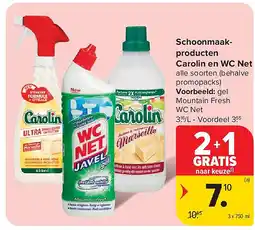 Carrefour Schoonmaakproducten Carolin en WC Net aanbieding
