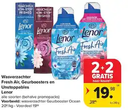 Carrefour Wasverzachter Fresh Air, Geurboosters en Unstoppables Lenor aanbieding