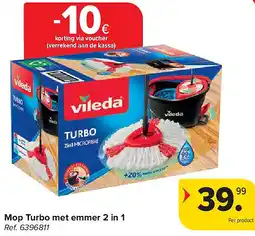 Carrefour Mop Turbo met emmer 2 in 1 aanbieding