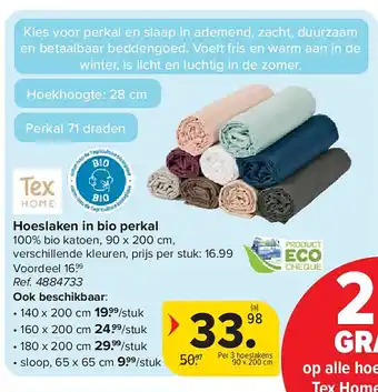 Carrefour Hoeslaken in bio perkal aanbieding