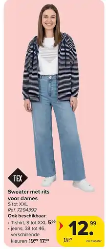 Carrefour Sweater met rits voor dames aanbieding