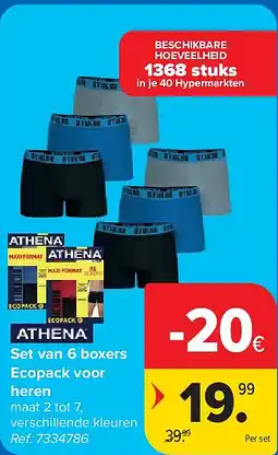Carrefour Set van 6 boxers Ecopack voor heren aanbieding