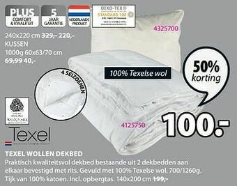 Jysk Texel wollen dekbed aanbieding