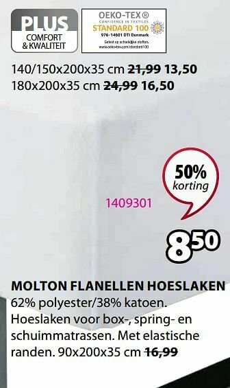 Jysk Molton flanellen hoeslaken aanbieding
