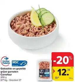 Carrefour Gekookte en gepelde grijze garnalen Carrefour aanbieding