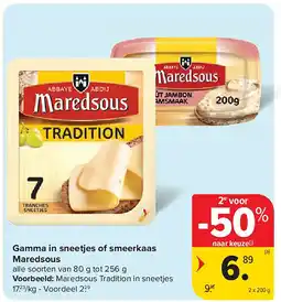 Carrefour Gamma in sneetjes of smeerkaas Maredsous aanbieding