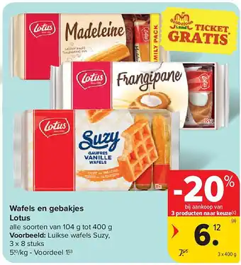 Carrefour Wafels en gebakjes Lotus aanbieding