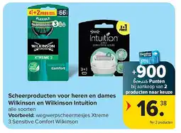 Carrefour Scheerproducten voor heren en dames Wilkinson en Wilkinson Intuition aanbieding