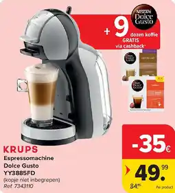 Carrefour Espressomachine Dolce Gusto YY3885FD aanbieding