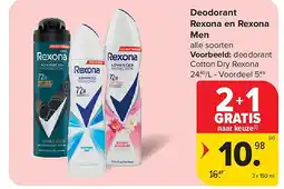 Carrefour Deodorant Rexona en Rexona Men aanbieding