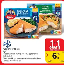 Carrefour Gepaneerde vis Iglo aanbieding