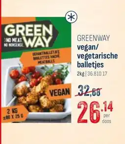 Horeca totaal Greenway vegan/ vegetarische balletjes aanbieding