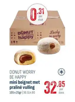 Horeca totaal Donut worry be happy mini beignet met praliné vulling aanbieding
