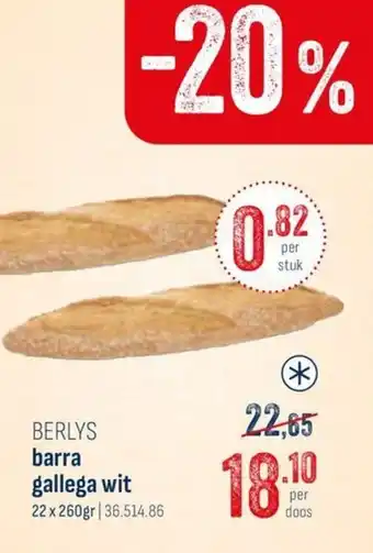 Horeca totaal Berlys barra gallega wit aanbieding