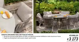 Horta Donato low dining tafel met puglia stoelen aanbieding