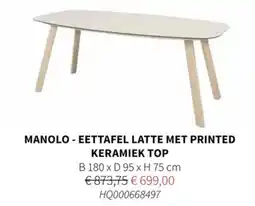Horta Manolo eettafel latte met printed keramiek top aanbieding