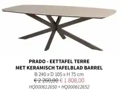 Horta Prado - eettafel terre met keramisch tafelblad barrel aanbieding