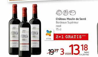 Spar Colruyt Château Moulin De Serré Bordeaux Supérieur Rood aanbieding