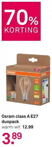 Karwei Osram class A E27 duopack warm-wit aanbieding