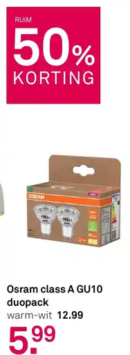 Karwei Osram class A GU10 duopack warm-wit aanbieding