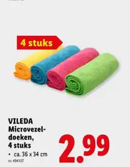 Lidl Microvezeldoeken, 4 stuks aanbieding