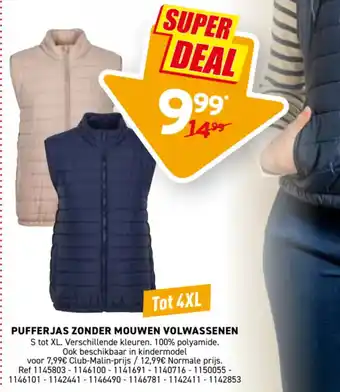 PUFFERJAS ZONDER MOUWEN VOLWASSENEN