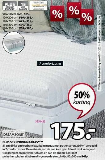 Jysk Plus s35 springmatras aanbieding