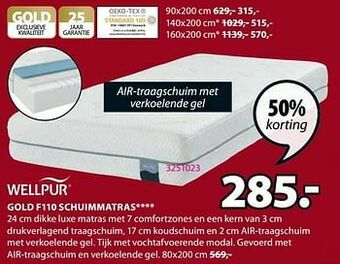 Jysk Gold f110 schuimmatras aanbieding
