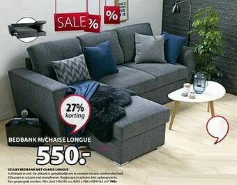 Jysk Vejlby bedbank met chaise longue aanbieding