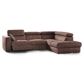 Deba Meubelen Zetel Hoeksalon met elektr. relax BOROMEO - Columbo Cappuccino Bruin aanbieding