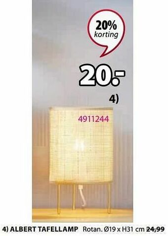 Jysk Albert tafellamp aanbieding