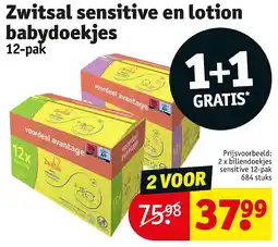 Kruidvat Zwitsal sensitive en lotion babydoekjes aanbieding