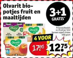 Kruidvat Olvarit biopotjes fruit en maaltijden aanbieding