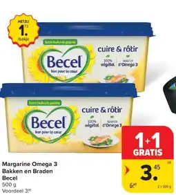 Carrefour Market Margarine omega 3 bakken en braden becel aanbieding