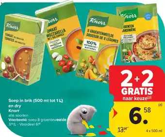 Soep in brik en dry knorr