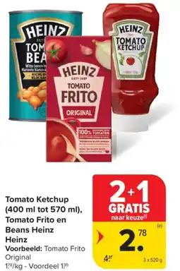 Carrefour Market Tomato ketchup, tomato frito en beans heinz aanbieding