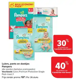Carrefour Market Luiers, pants en doekjes pampers aanbieding