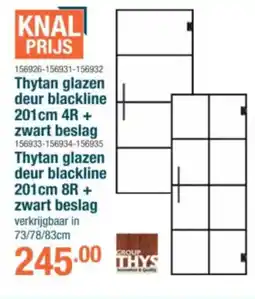 Cevo Thytan glazen deur blackline 4R + zwart beslag aanbieding