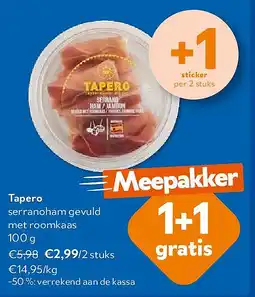 OKay Tapero serranoham gevuld met roomkaas 100 g aanbieding