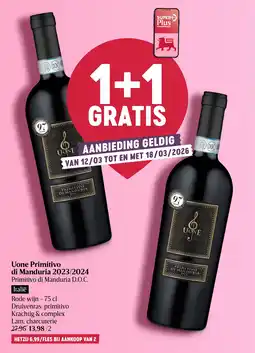 Delhaize Uone Primitivo di Manduria 2023/2024 aanbieding
